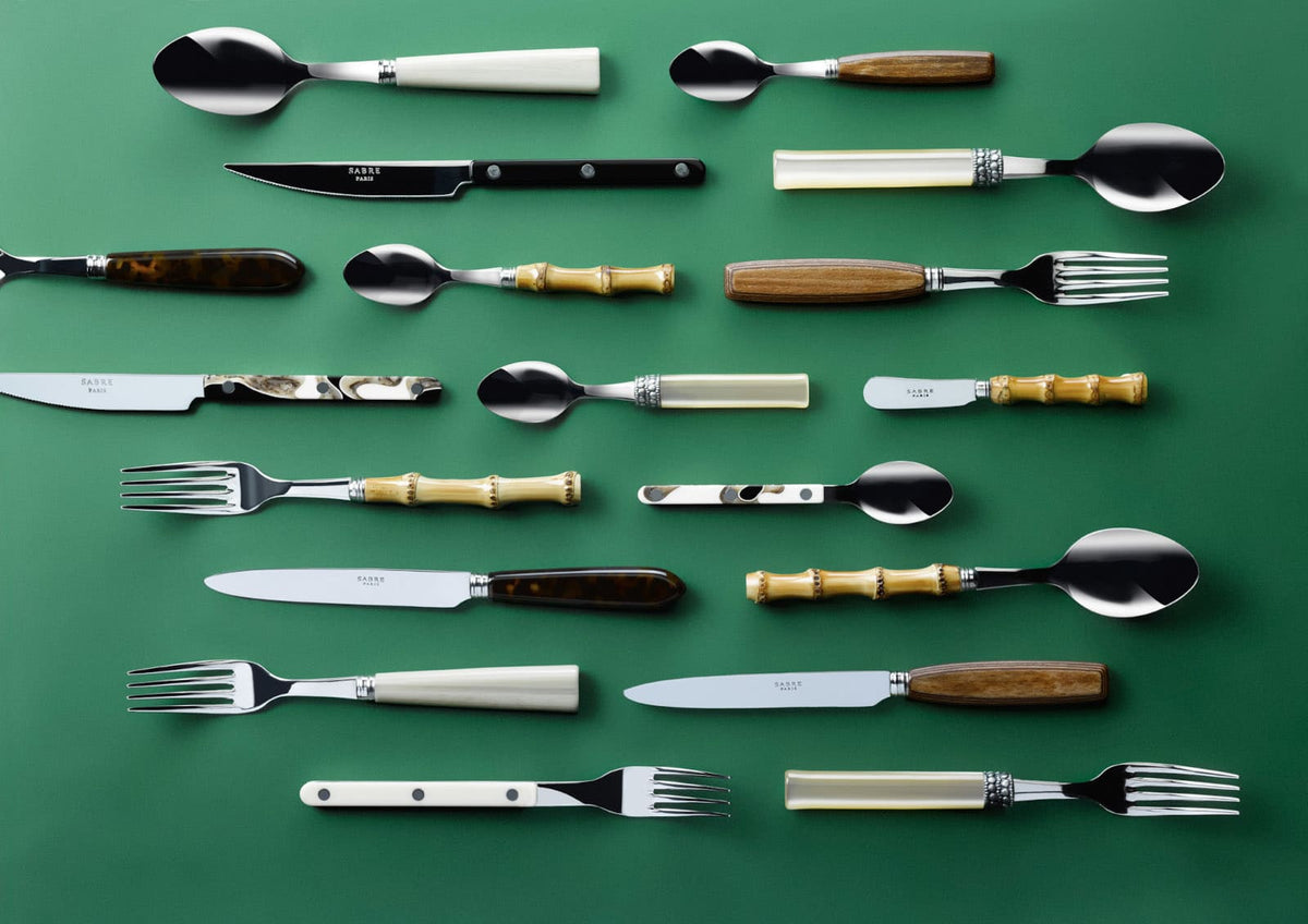 Assortment of Sabre cutlery with bamboo, wood and coloured handles