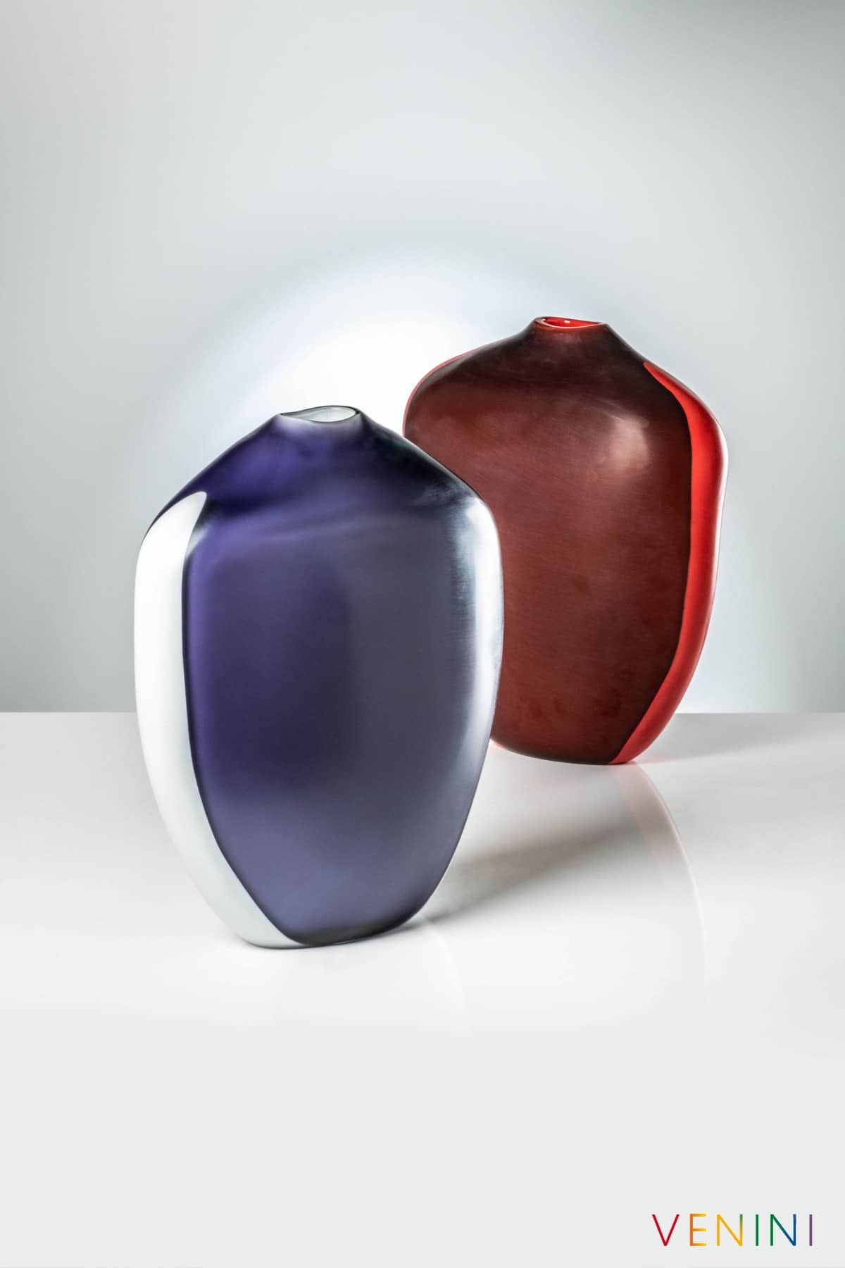 Paladini vases by Emmanuel Babled for Venini, in violet and red glass
