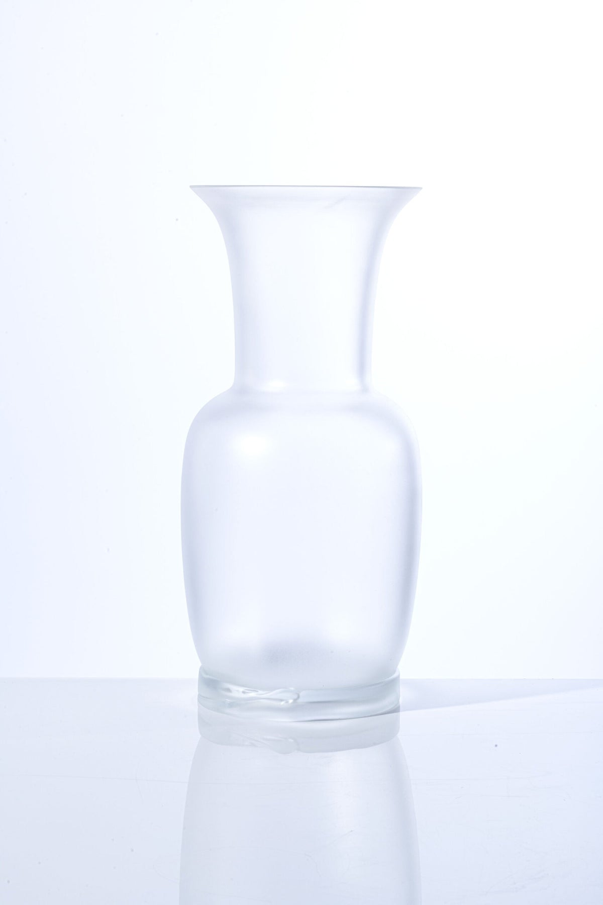 A frosted-glass vase from the Venini Frozen series on a white background