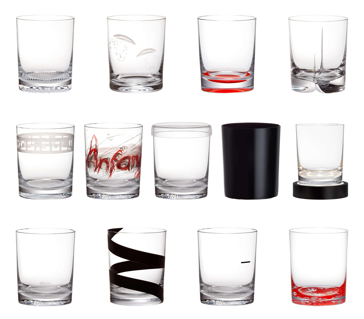 Lobmeyr tumblers with engraved and painted decorations