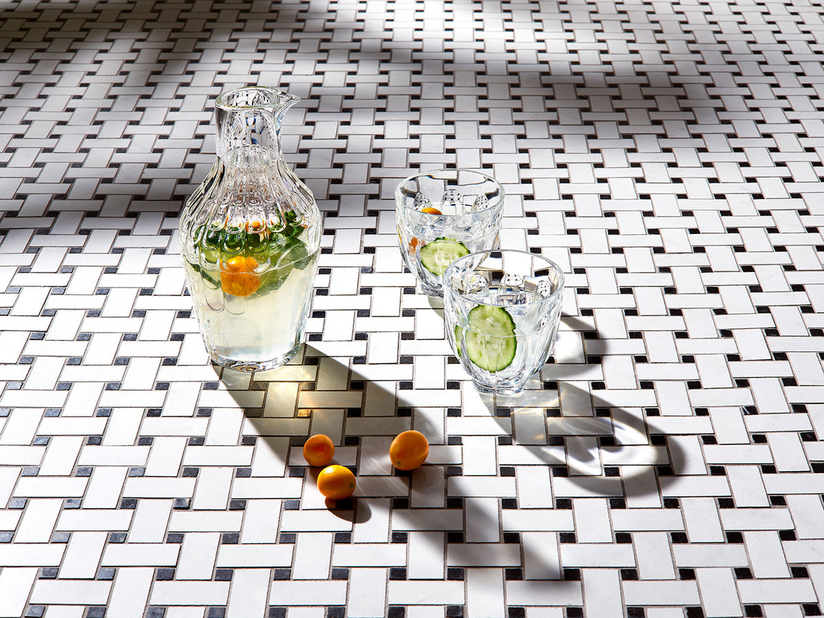 Baccarat crystal carafe and tumblers with infused water