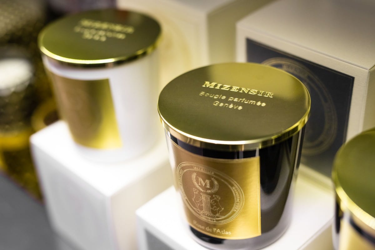 Gold-lidded Mizensir scented candles