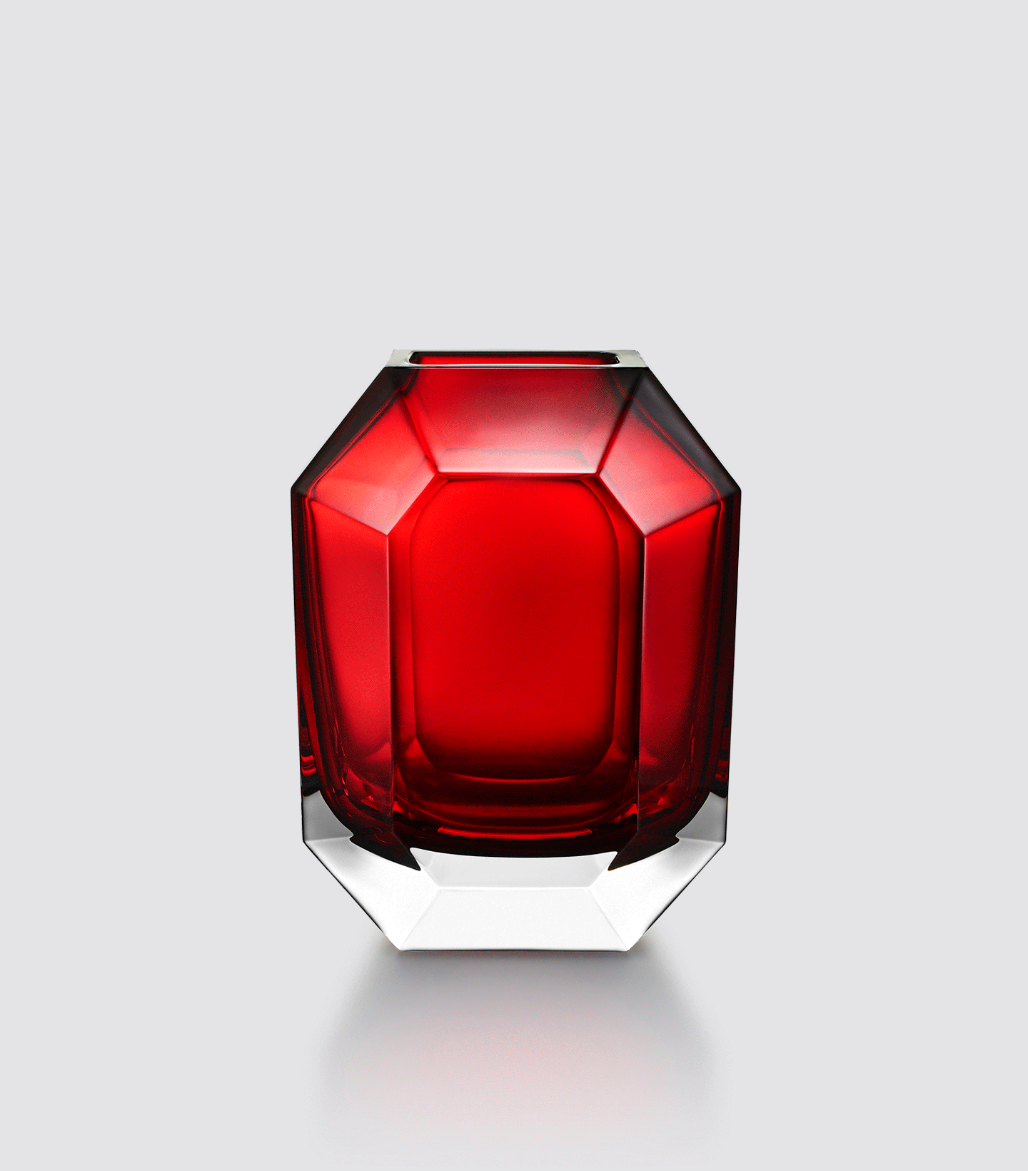 Red faceted Baccarat crystal vase