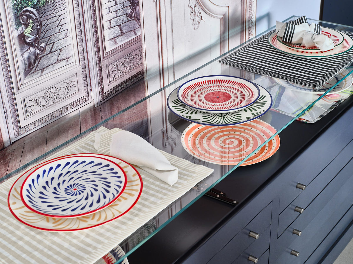 Plates on a glass counter